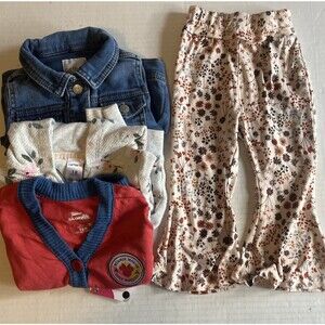 Baby Girl Clothing Lot Size 18 Months Fall Jean Jacket Sweaters Pants 4 Piece